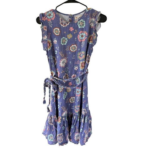 Marine Layer Laney Dress Ruffle Sleeve Tiered Mini Marlin Hibiscus Floral - Picture 2 of 8